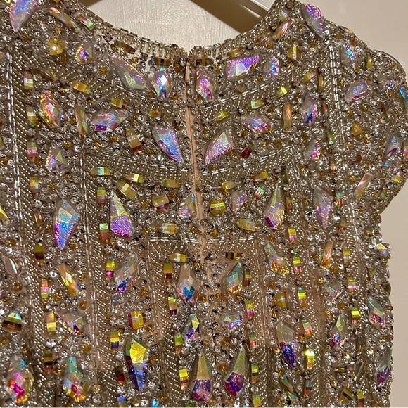 TERANI COUTURE SHORT BEADED JEWELS EMBELLISHED COCKTAIL DRESS Formal WeddingProm - Picture 5 of 16